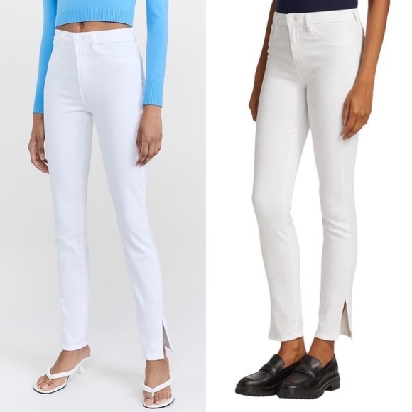 NWT L’AGENCE White Stretch Denim High Rise Ankle Slit Classic Skinny Jeans 25 - Picture 3 of 9